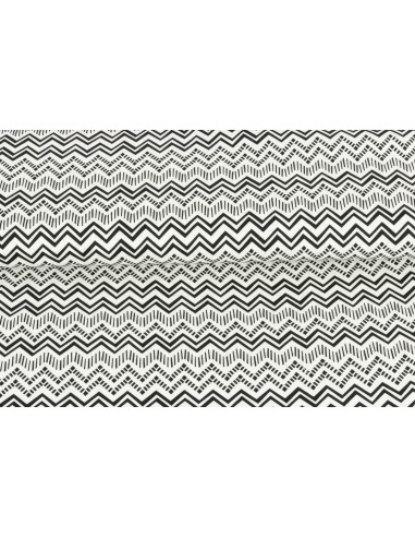 Black White Zig Zag Stripe Wimington cotton fabric chevron Color biały ...